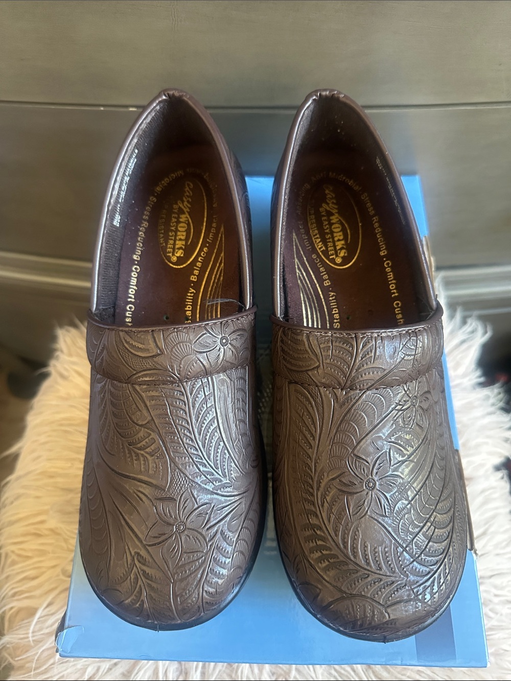 Women’s Embossed Floral Slip-On Loafers - Brown